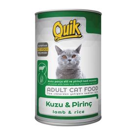 Quik Kedi 24 Adet 415 gr Kuzu Etli-Pirinç Konserve