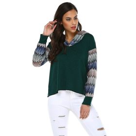 Quincey BD2337 Yeşil Kapüşonlu Kadın Sweatshirt
