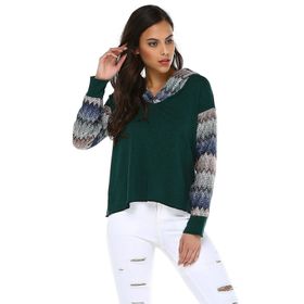 Quincey BD2337 Yeşil Kapüşonlu Kadın Sweatshirt