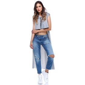 Quincey BD2371 Gri Melanj Kapüşonlu Kadın Sweatshirt