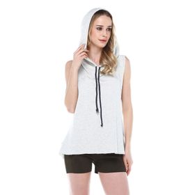 Quincey BD2371 Gri Melanj Kapüşonlu Kadın Sweatshirt