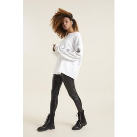 Quincey BDE2606 Beyaz Lame Kol Detay Kadın Sweatshirt