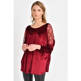 Quincey BDM2509 Omuz Detaylı Kadife Bluz
