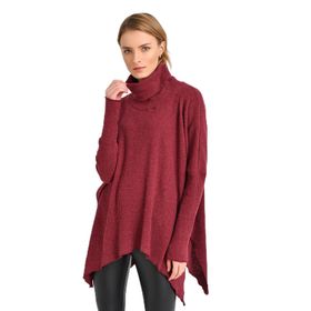 Quincey BDM2523 Bordo Yünlü Salaş Kadın Kazak