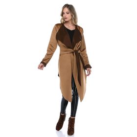 Quincey CK23006 Camel Asimetrik Süet Kadın Ceket