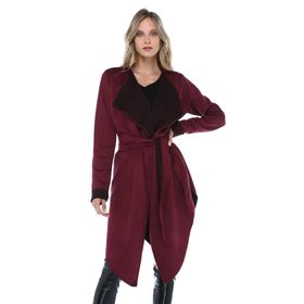 Quincey CK23006 Kadın Mürdüm Asimetrik Süet Ceket