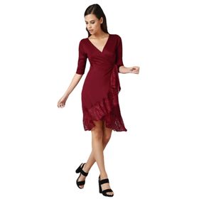 Quincey EB2484 Bordo Anvelop Kadın Elbise
