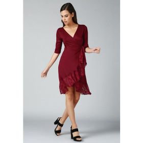 Quincey EB2484 Bordo Anvelop Kadın Elbise