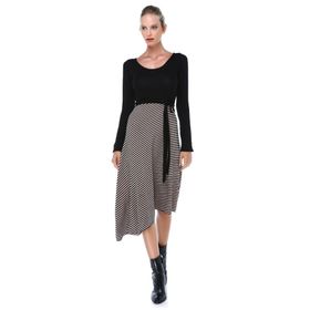 Quincey EB2636 Lacivert Bej Verev Etekli Elbise