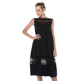 Quincey EB2644 Siyah Dantel Detaylı Scuba Elbise