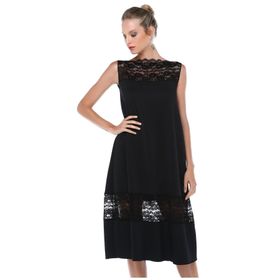 Quincey EB2644 Siyah Dantel Detaylı Scuba Elbise