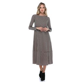 Quincey EB2666 Siyah-bej çizgili Elbise
