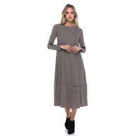 Quincey EB2666 Siyah-bej çizgili Elbise