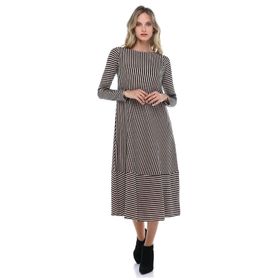 Quincey EB2666 Siyah-bej çizgili Elbise