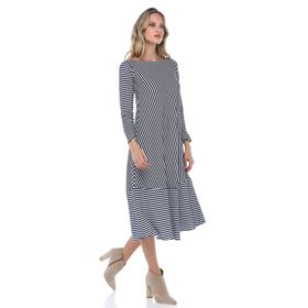 Quincey EB2668 Lacivert-beyaz çizgili Elbise