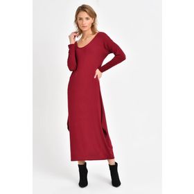 Quincey EBM2729 Triko Elbise Bordo