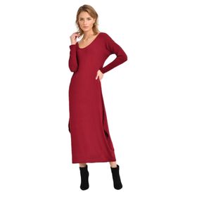 Quincey EBM2729 Triko Elbise Bordo