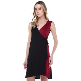 Quincey EBT2697 Bordo Siyah Anvelop Kadın Elbise