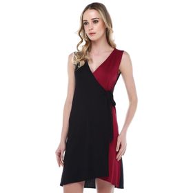 Quincey EBT2697 Bordo Siyah Anvelop Kadın Elbise