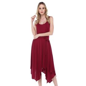Quincey EBT2706 Bordo Asimetrik Elbise