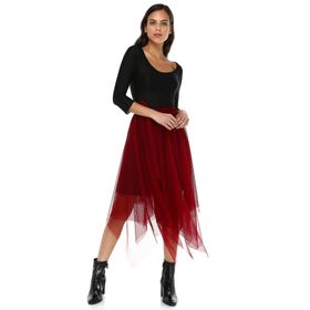 Quincey EK2354 Bordo Tül Kadın Etek