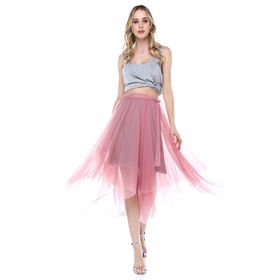 Quincey EKT2505 Pembe Tül Kadın Etek