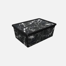 Qutu Trend Black Marble 10 lt Saklama Kutusu