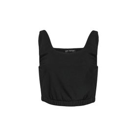 Quzu Askılı Crop Siyah Kadın Bluz
