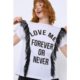 Quzu Beyaz Baskılı Kadın T-shirt