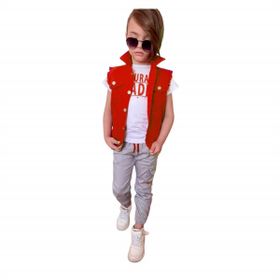 Quzucuk Kids Erkek Çocuk Denim Yelekli Kırmızı Takım