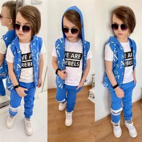 Quzucuk Kids Erkek Çocuk Harfler Baskılı Yelekli Takım