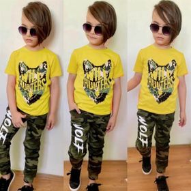 Quzucuk Kids Erkek Çocuk Kurt Figürlü Sarı Kombin