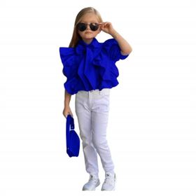 Quzucuk Kids Kız Çocuk Mavi Çantalı Pantolon Takım