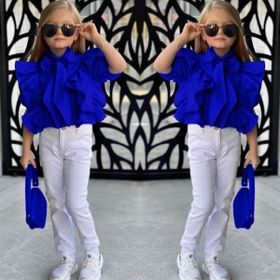 Quzucuk Kids Kız Çocuk Mavi Çantalı Pantolon Takım
