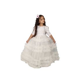 Quzucuk Kids Kız Çocuk Pulpayet Detaylı Beyaz Prenses Elbise