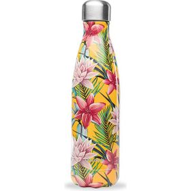 Qwetch QD3106 Tropik Çiçek Desenli Isı Yalıtımlı 500 ml Sarı Termos