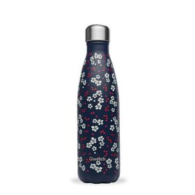 Qwetch QD3470 Çiçek Desenli Isı Yalıtımlı 500 ml Lacivert Termos