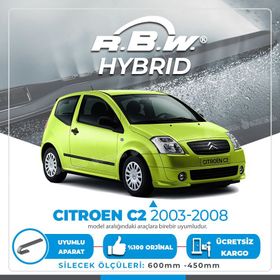 R.B.W Citroen C2 Ön 2003-2008 Hibrit Silecek Takımı
