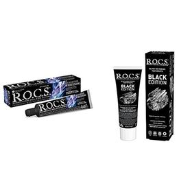 R.O.C.S. 74 gr Black Edition Kömür Özleri ile Beyazlatıcı ve Sensation Whitening Beyazlatıcı Diş Macunu