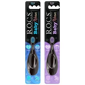 R.O.C.S. Baby Neon Ekstra Soft 0-3 Yaş 2'li Mor Mavi Set Diş Fırçası
