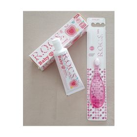 R.O.C.S. Elma Püresi 35 ml Diş Macunu Ve Pembe Diş Fırçası 0-3 Yaş Baby Set CV87