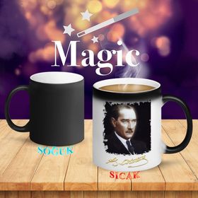 R316 Mavi Gözlü Lider Mustafa Kemal Atatürk Sihirli Kupa Bardak