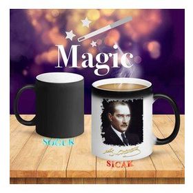 R316 Mavi Gözlü Lider Mustafa Kemal Atatürk Sihirli Kupa Bardak