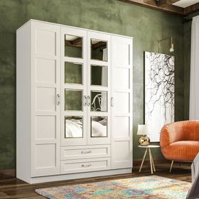 Rabi Cemre Country Camlı 4 Kapaklı 2 Kapaklı Gardırop