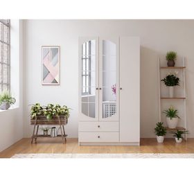 Rabi Ecem 4 Kapaklı 2 Çekmeceli Aynalı Gardırop