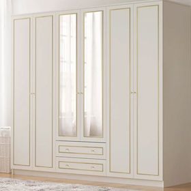 Rabi Gold Aynali 6 Kapak 2 Çekmeceli Gardrop