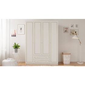 Rabi Gold Country 4 Kapak 2 Çekmeceli Beyaz Gardırop