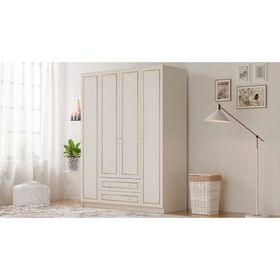 Rabi Gold Country 4 Kapak 2 Çekmeceli Mega Beyaz Gardırop