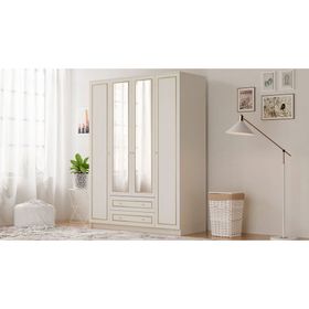 Rabi Gold Country Camlı 4 Kapak 2 Çekmeceli Gardırop