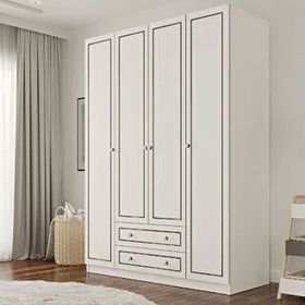 Rabi Grey 4 Kapak 2 Çekmeceli Gardrop